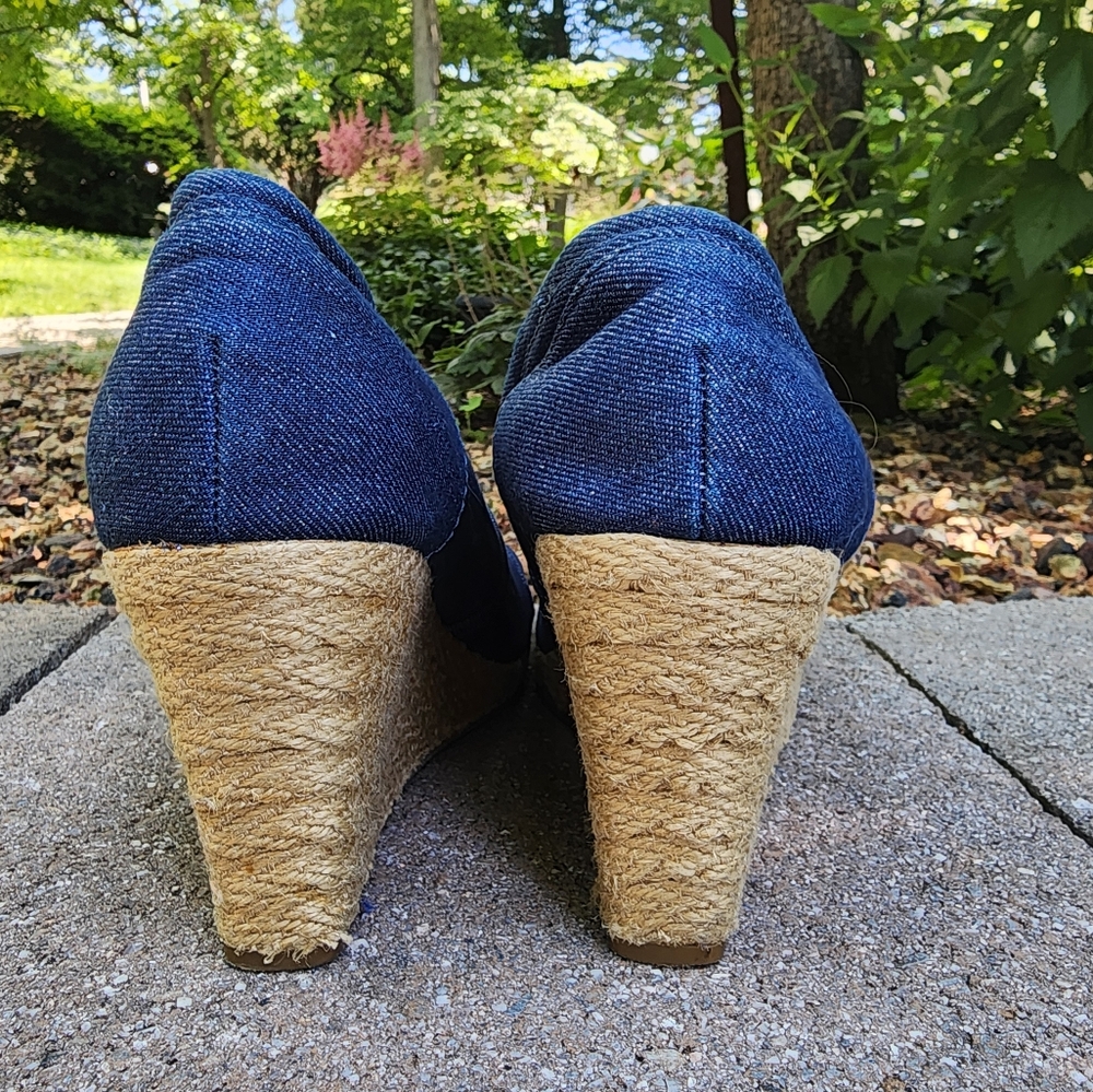 BASS DENIM WEDGE SANDAL SZ 8.5 - Picture 5 of 9
